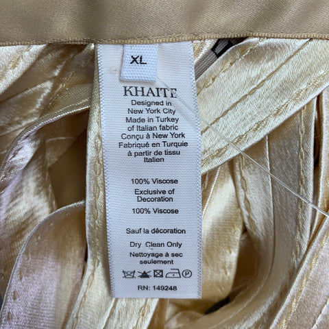 KHAITE Size XL Sukey Gold Viscose Satin Straps Harness Dress Top