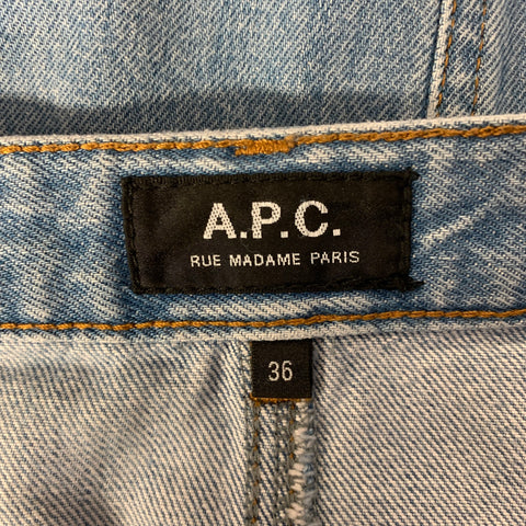 APC Size 2 Blue Denim Cotton Midi Skirt