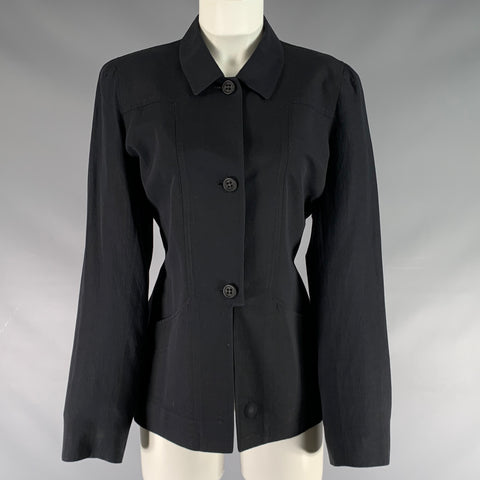 KENZO Size 8 Black Viscose Blend Button Up Jacket