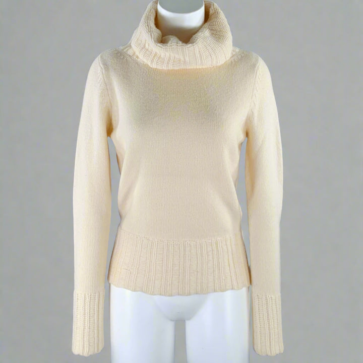 TSE Size M Cream Cashmere Knit Cowl Neck Sweater