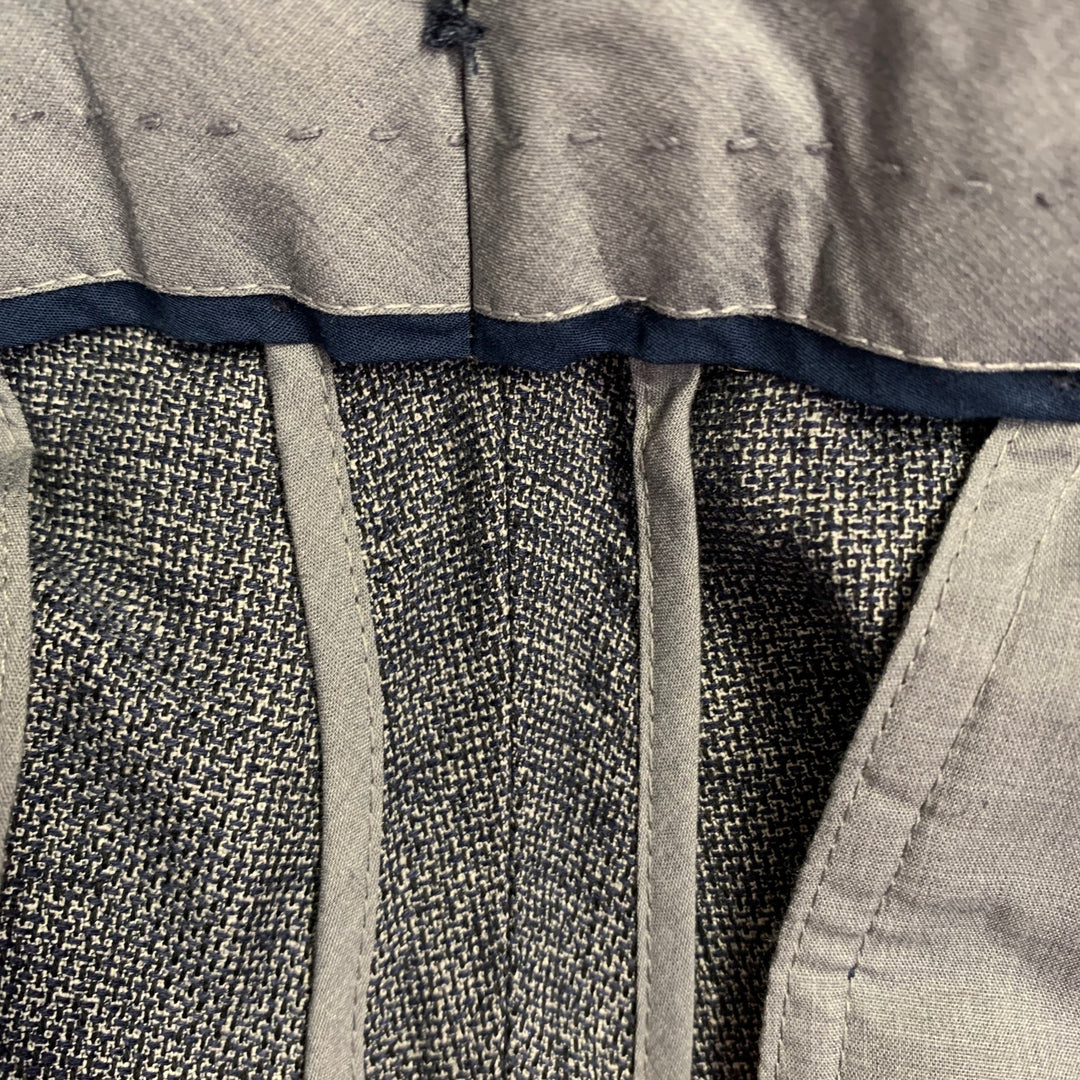 MASSIMO DUTTI Size 34 Navy White Woven Cotton Linen Straight Dress Pants