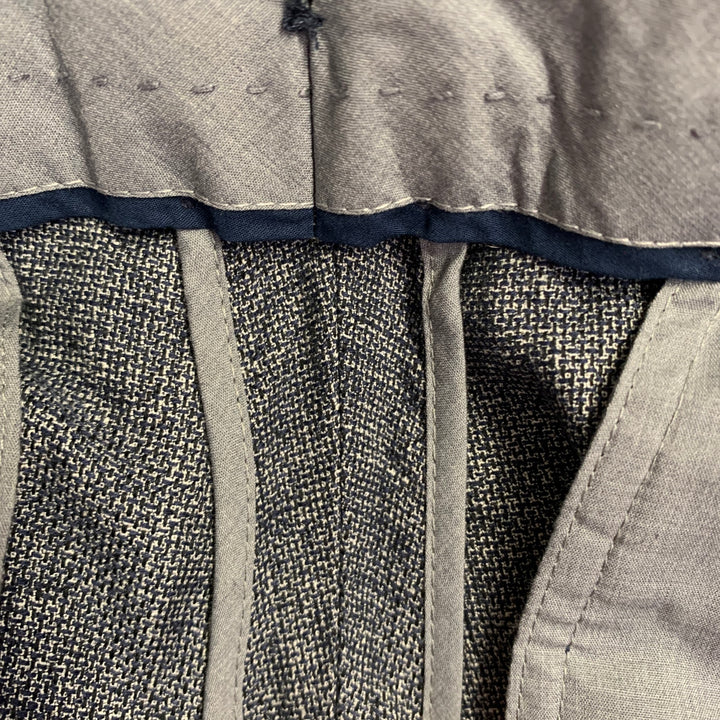 MASSIMO DUTTI Size 34 Navy White Woven Cotton Linen Straight Dress Pants