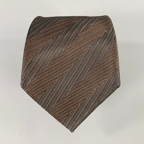 BURBERRY Brown Textured Silk Blend Tie