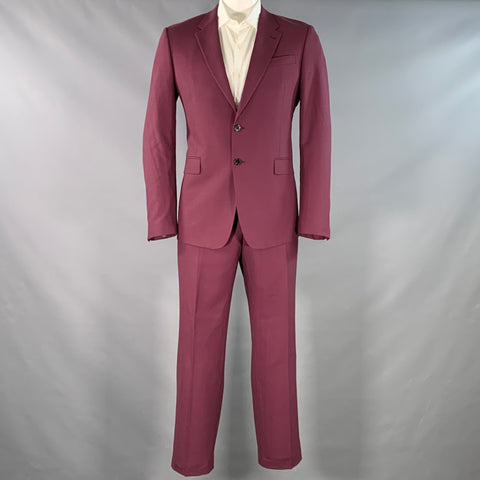 PAUL SMITH Size 42 Byard Burgundy Glenplaid Wool Notch Lapel Suit