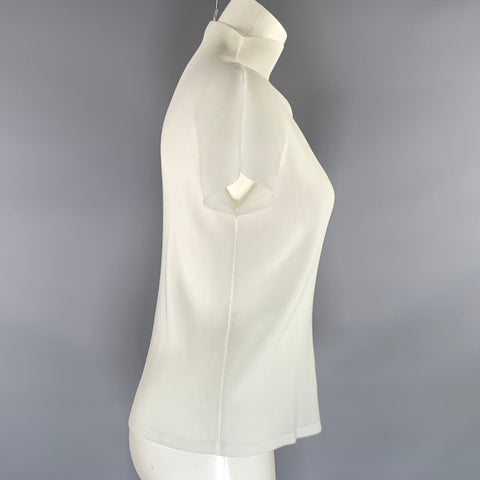 PLEATS PLEASE by ISSEY MIYAKE Size 6 White Polyester Crinkled T Shirt Dress Top