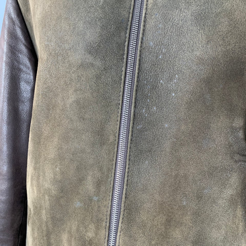 ZEGNA SPORT Size XXL Brown Suede Leather Shearling Jacket