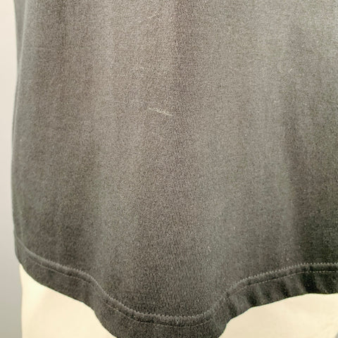YOHJI YAMAMOTO Size XL Black Cotton Logo Print Crew Neck T-shirt