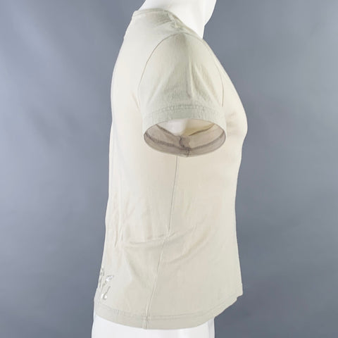 MARTIN MARGIELA Size S Beige Silver Print Cotton Crew Neck T-shirt