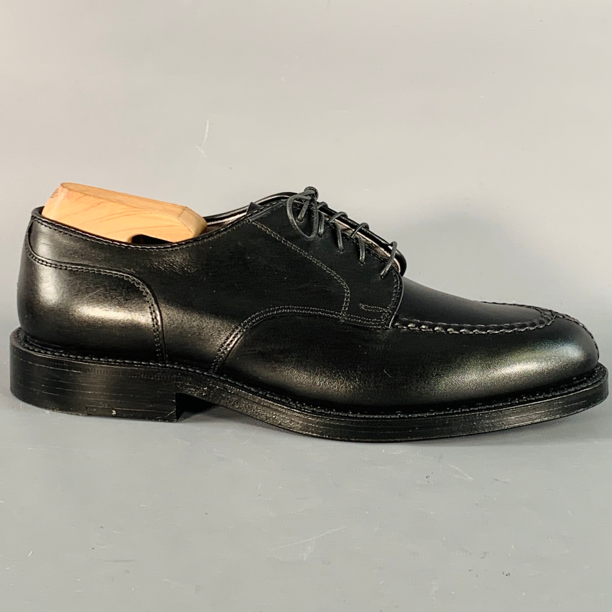 ALDEN Size 7 Norwegian HS Blucher Black Calfskin Leather Split Toe
