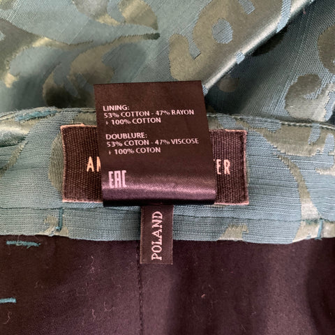 ANN DEMEULEMEESTER Size 34 Green Teal Jacquard Silk Blend Dress Pants