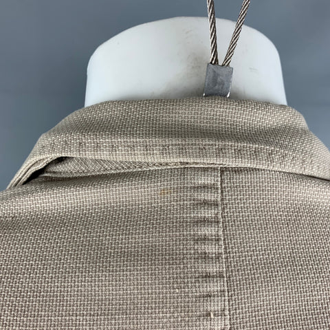 COUTURE Chest Size 38 Beige Textured Cotton Linen Single Breasted Sport Coat