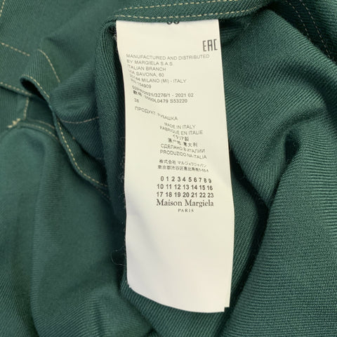 MAISON MARGIELA Size S Green Blue Contrast Trim Epaulets One Pocket Long Sleeve Shirt