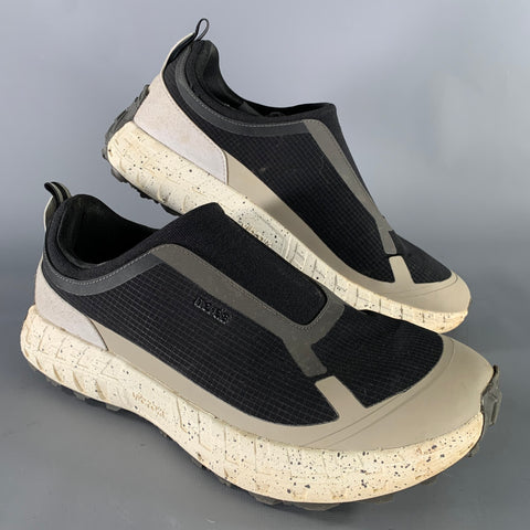 HAVEN Size 10 Black Grey Color Block Nylon Slip On Sneakers