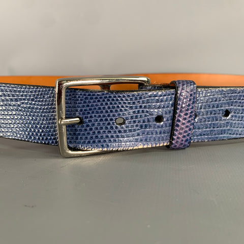 MARTIN DINGMAN Size 38 Blue Silver 5000713 Lizard Belt