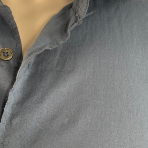 FEDELI Size M Blue Cotton Blend Spread Collar Long Sleeve Shirt