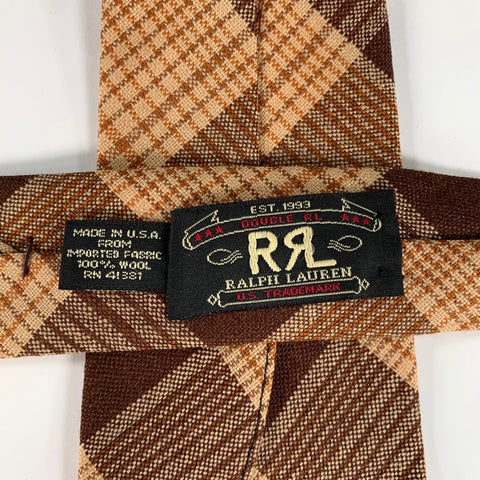RRL by RALPH LAUREN Brown Light brown Plaid Wool Tie