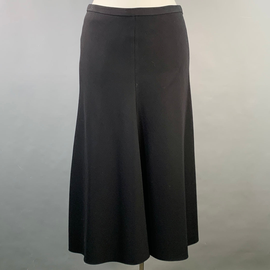 CHRISTIAN DIOR Size XL Black Wool Silk Peak Lapel Midi Skirt Suit