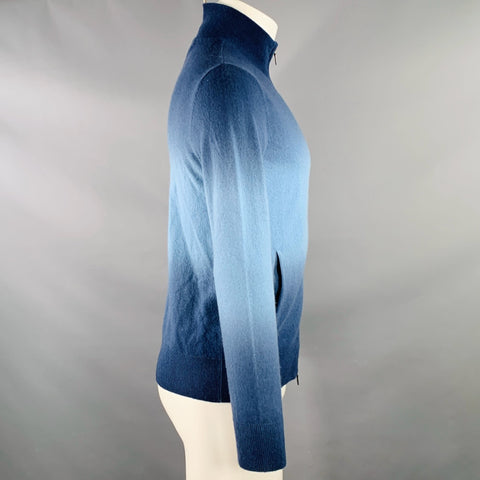 TSE Size S Navy Blue Ombre Cashmere Zip Up Cardigan
