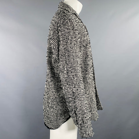 MS BRAQUE Size 38 Black White Glenplaid Wool Blend Shirt Jacket