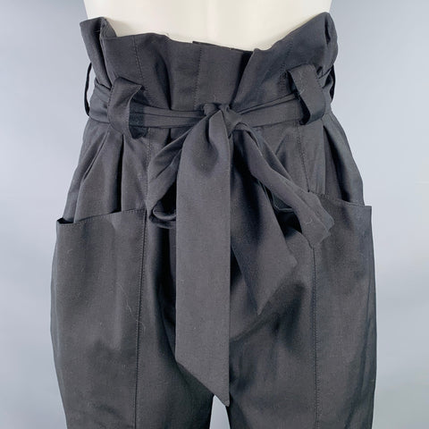 IRO Size 4 Black Wool High Waisted Belted Tapered Dress Pants