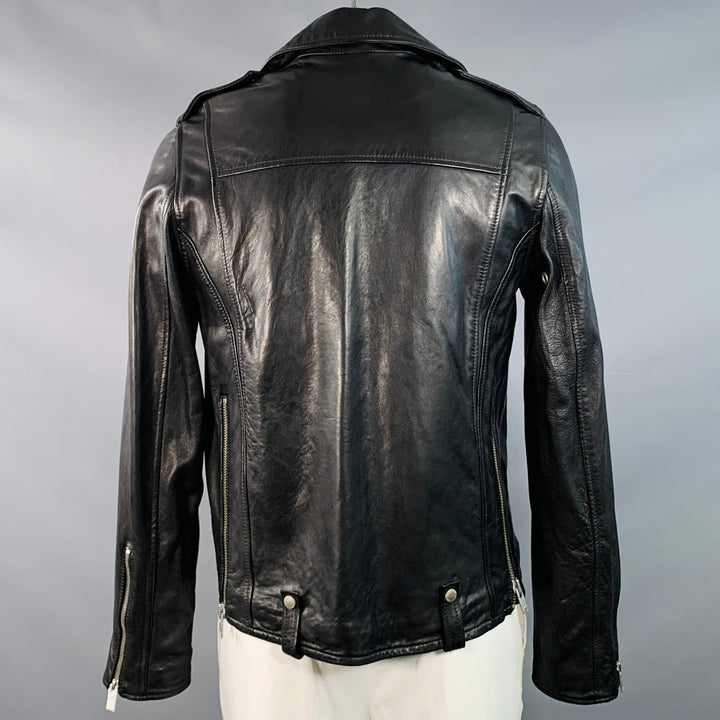 ZADIG & VOLTAIRE Size L Louis Black Sheepskin Leather Biker Jacket