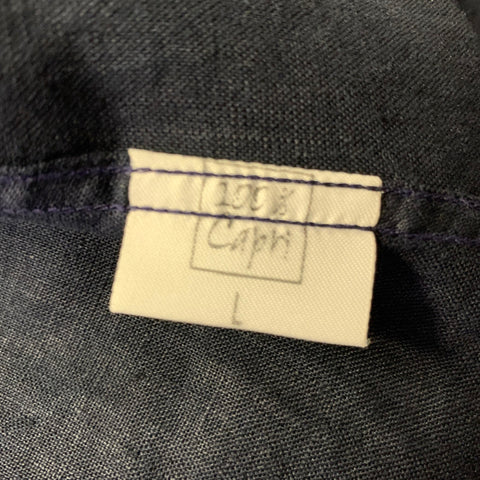 CAPRI Size XL Navy Linen Camp Long Sleeve Shirt
