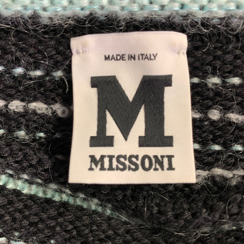 M MISSONI Size 12 Green Multi Color Wool Blend Knit Sweater Dress