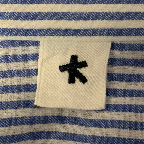 ADAM KIMMEL Size L Blue White Stripe Camp Long Sleeve Shirt