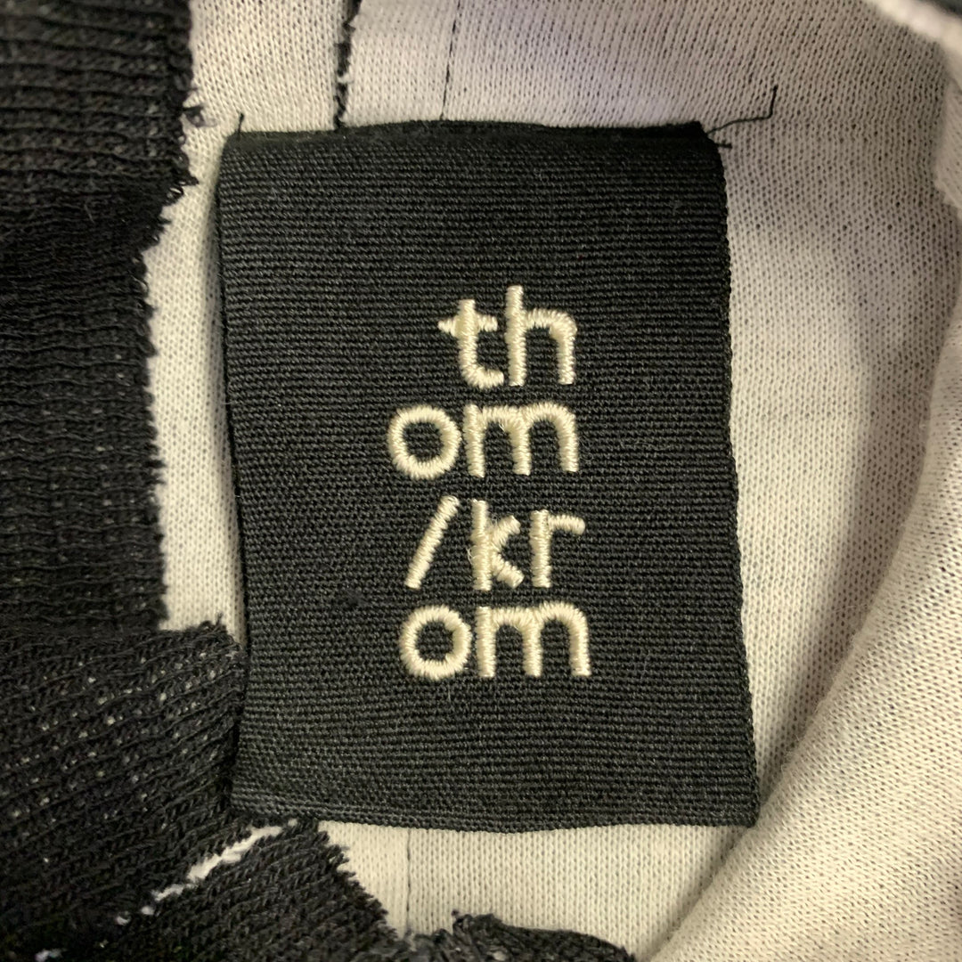 THOM KROM Size XL Black White Cotton Blend Raw Edge Reverse Seam Turtleneck Pullover
