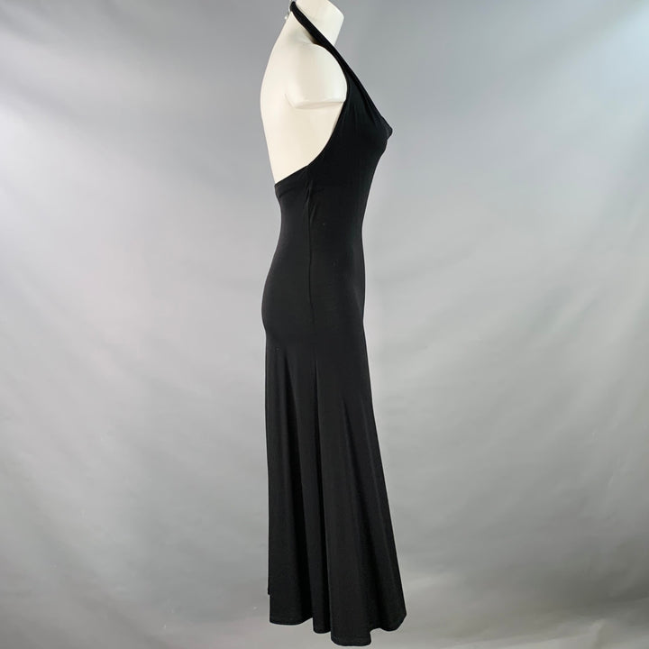 MAX MARA Size 2 Black Viscose Blend Jersey Halter Midi Dress