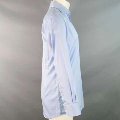 ETON Size S Blue Herringbone Cotton Curved Cutaway Long Sleeve Shirt