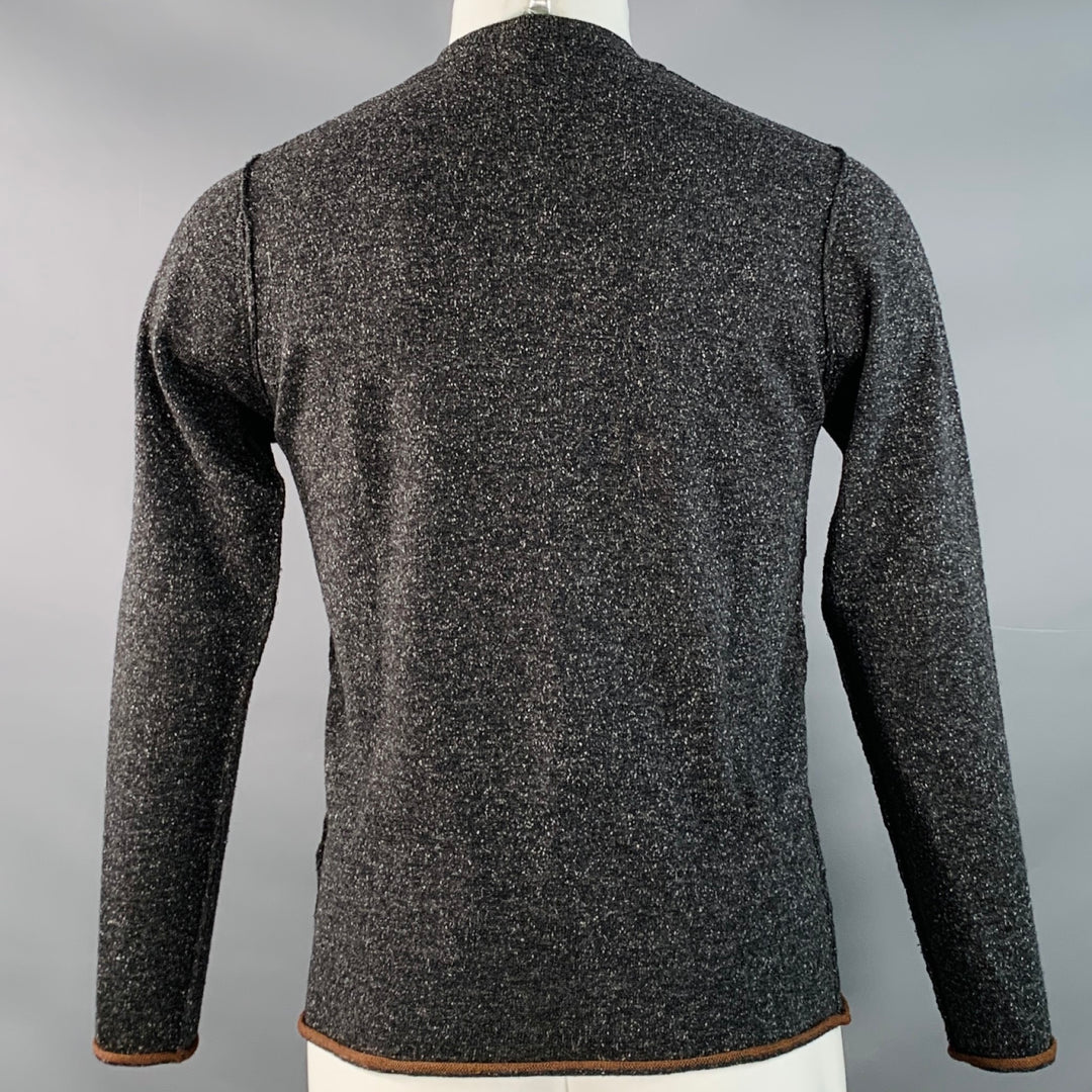 PAUL SMITH Size S Charcoal Grey Black Wool Silk Crew Neck Pullover
