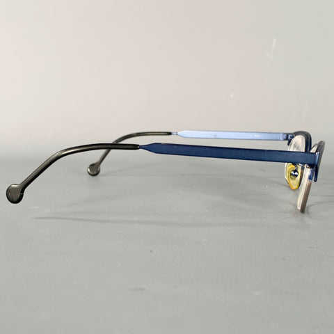 L.A.EYEWORKS Swell Blue Black Metal Semi Rimless Glasses Frames