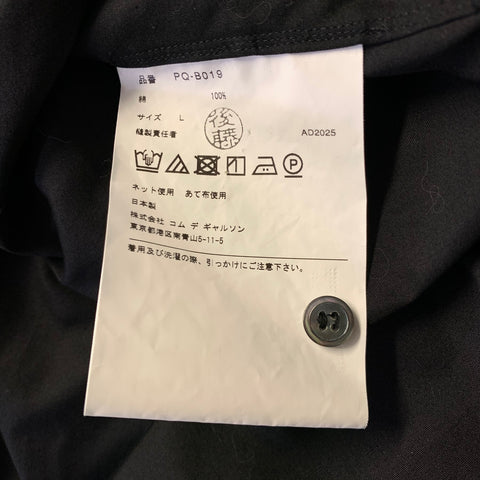 COMME des GARCONS AW2025 Size L Black PQ-B019 Cotton Hooded Long Sleeve Shirt
