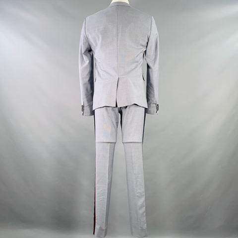 Costume VALENTINO Taille 38 Laine à Carreaux Bleu Gris Col Cranté
