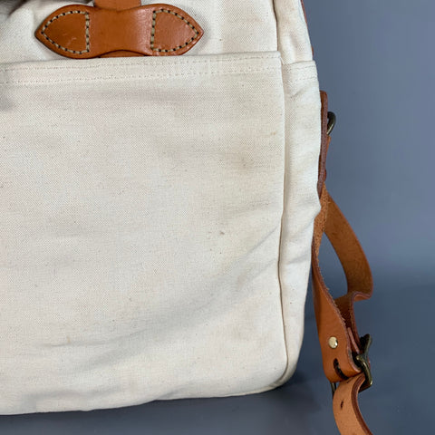 FILSON Cream Tan Canvas Leather Top Handles Crossbody Bag