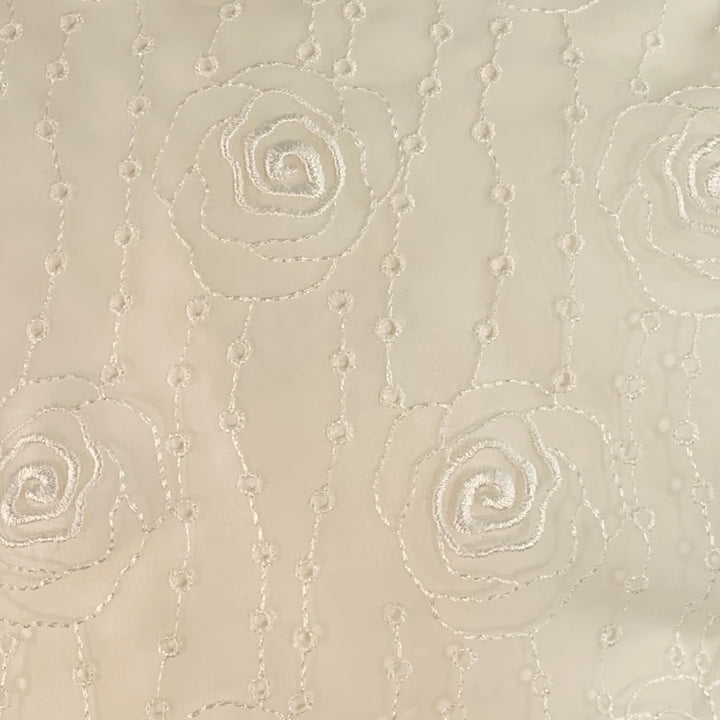 ESCADA Size XS Cream Polyester Embroidered Floral Eyelet Button Up Shirt