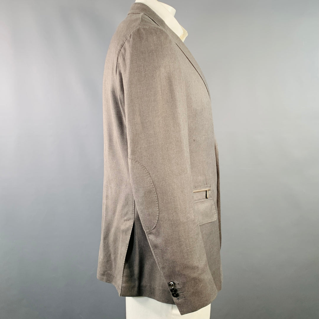 ERMENEGILDO ZEGNA Size 46 Regular Taupe Nailhead Silk Cotton Sport Coat