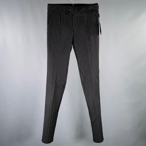 DOLCE & GABBANA Size 30 Black White Dots Cotton Blend Tuxedo Dress Pants