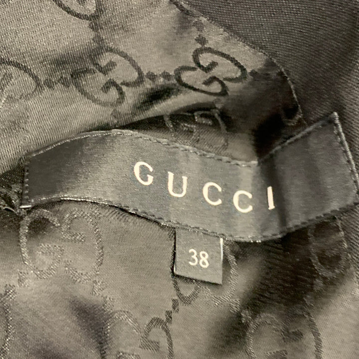 GUCCI Size 2 Black Wool Blend Peak Lapel Jacket Blazer