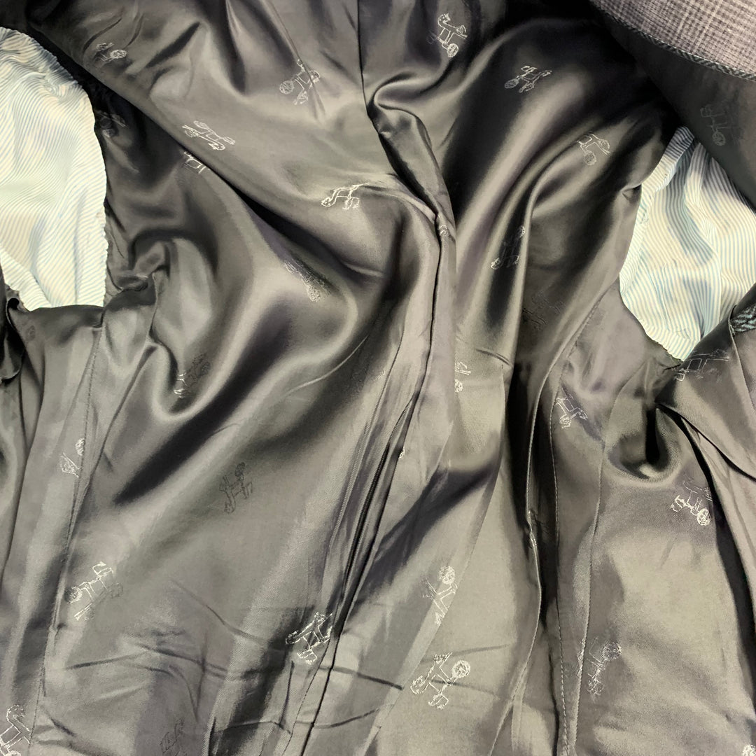 EIDOS Size 38 Regular Grey Charcoal Plaid Wool Notch Lapel Suit