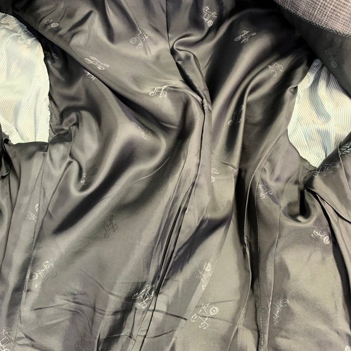 EIDOS Size 38 Regular Grey Charcoal Plaid Wool Notch Lapel Suit