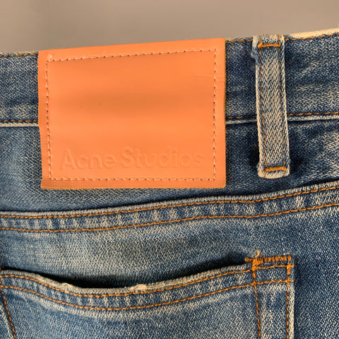 ACNE Jean évasé en coton bleu à braguette boutonnée, taille 30