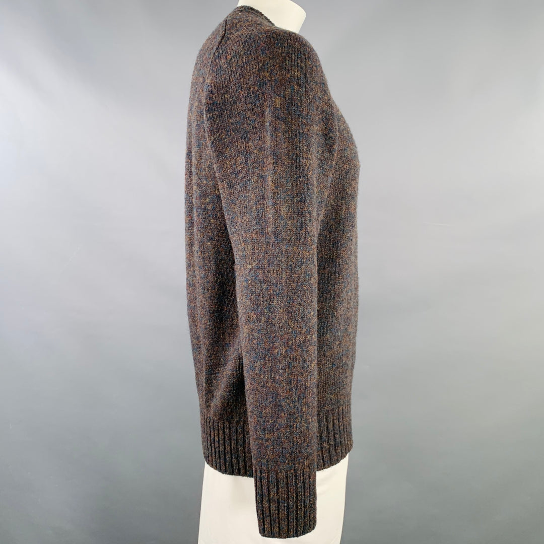 O'CONNELL'S Size 44 Brown Melange Wool Crew Neck Sweater