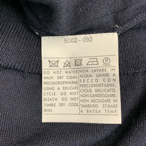 SALVATORE FERRAGAMO Size XL Navy Knit Wool Silk V-Neck Pullover