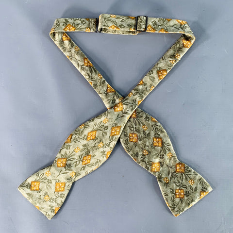 BEAU TIES LTD. Gold Sage Floral Bow Tie