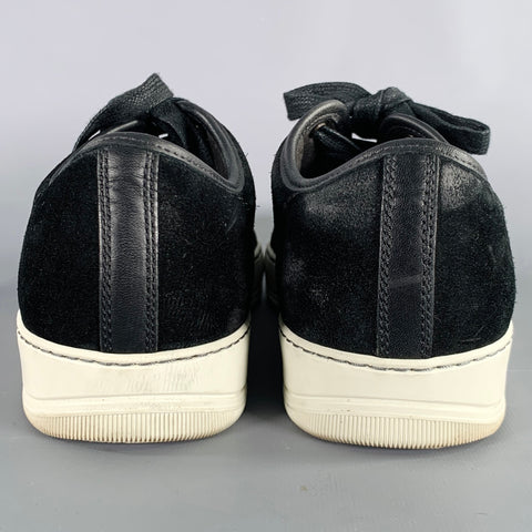 LANVIN Size 5 Black White Suede Patent Leather Sneakers