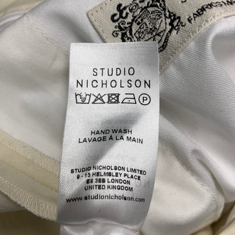 STUDIO NICHOLSON Size S Cream Cotton Blend Pleated Dress Pants