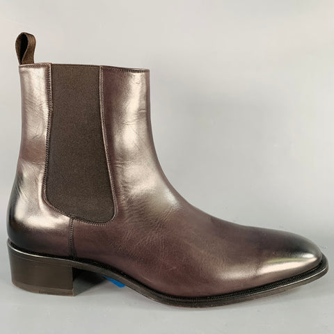 TOM FORD Size 11.5 Purple Leather Chelsea Ankle Boots