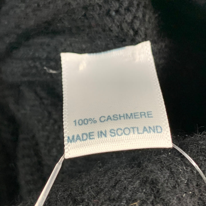 PERMANENT STYLE One Size Black Ribbed Cashmere Beanie